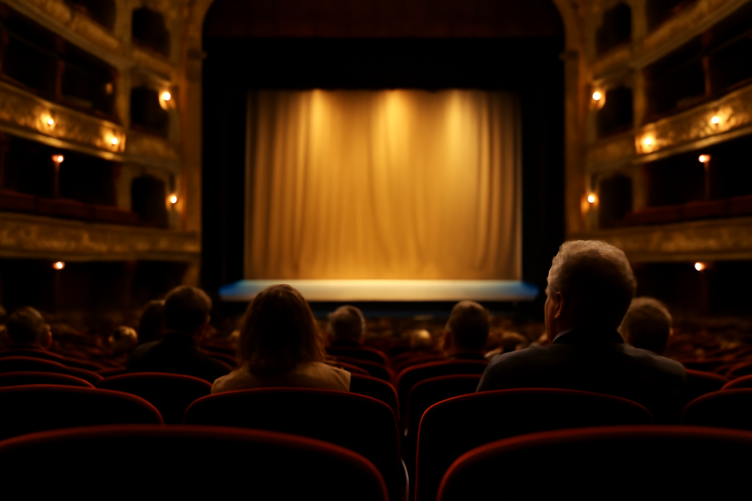 intérieur du théâtre du châtelet, rangées de sièges et vue vers la scène