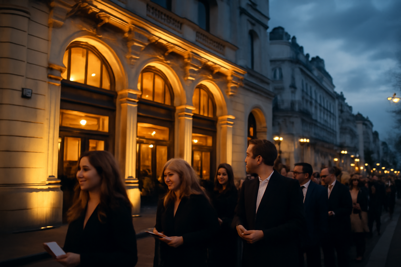 théâtre de la porte saint-martin à Paris façade boulevard Saint-Martin devant les spectateurs