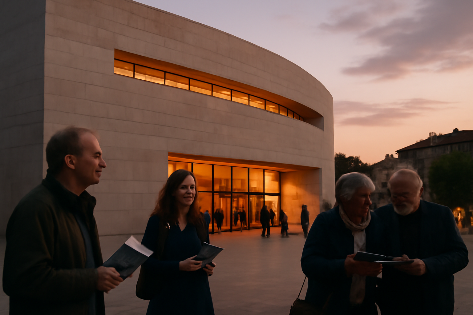 Grand Théâtre de Provence à Aix-en-Provence, entrée et façade le soir
