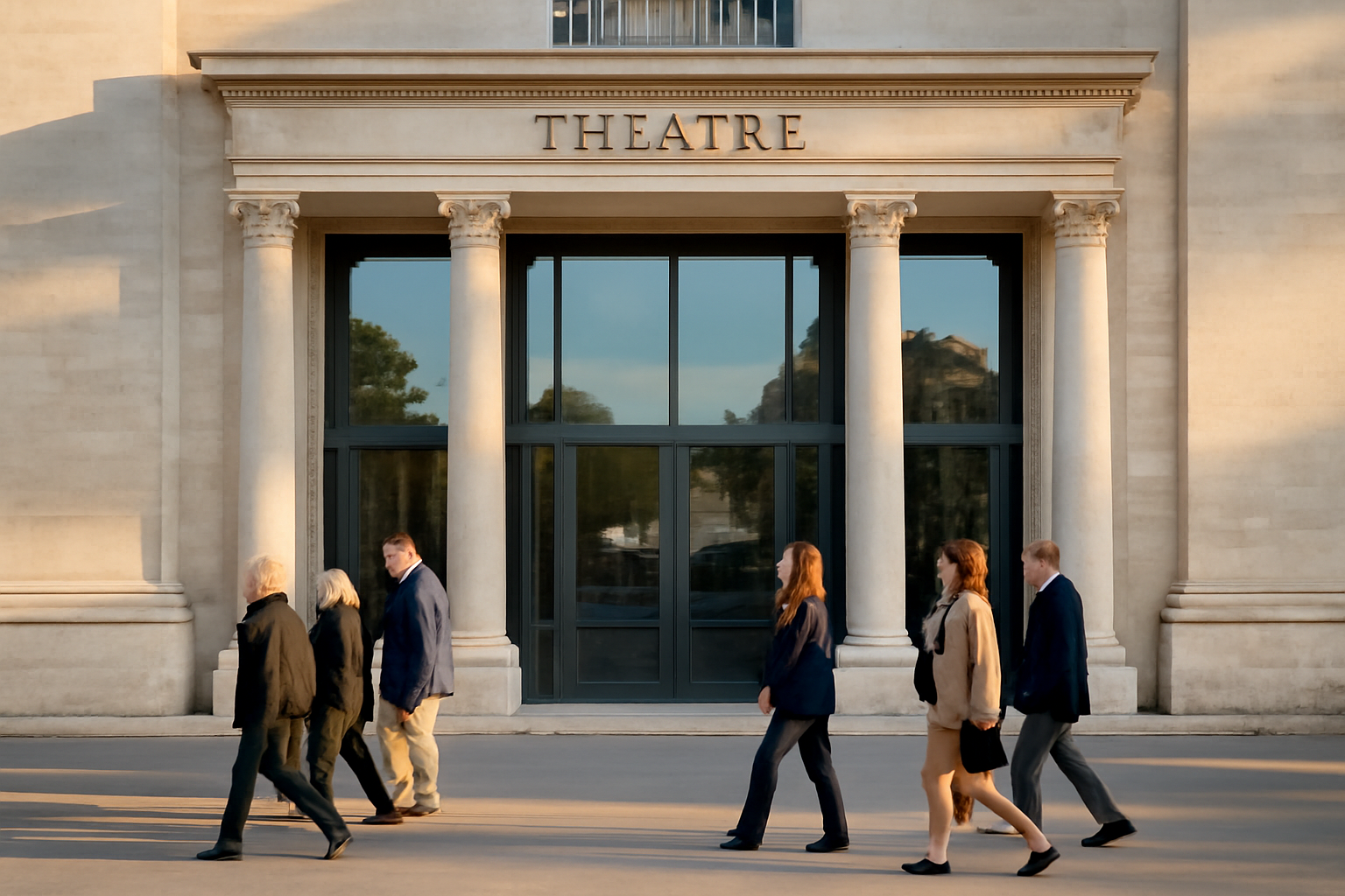 théâtre national de Nice, entrée et façade sur la Promenade des Arts, scène photo réaliste