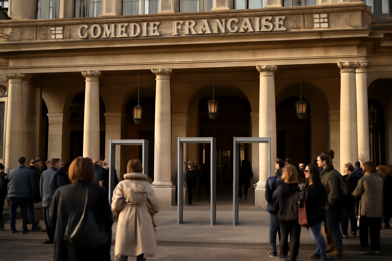 Entrée de la Comédie-Française à Paris, file d’attente et contrôles avant la représentation