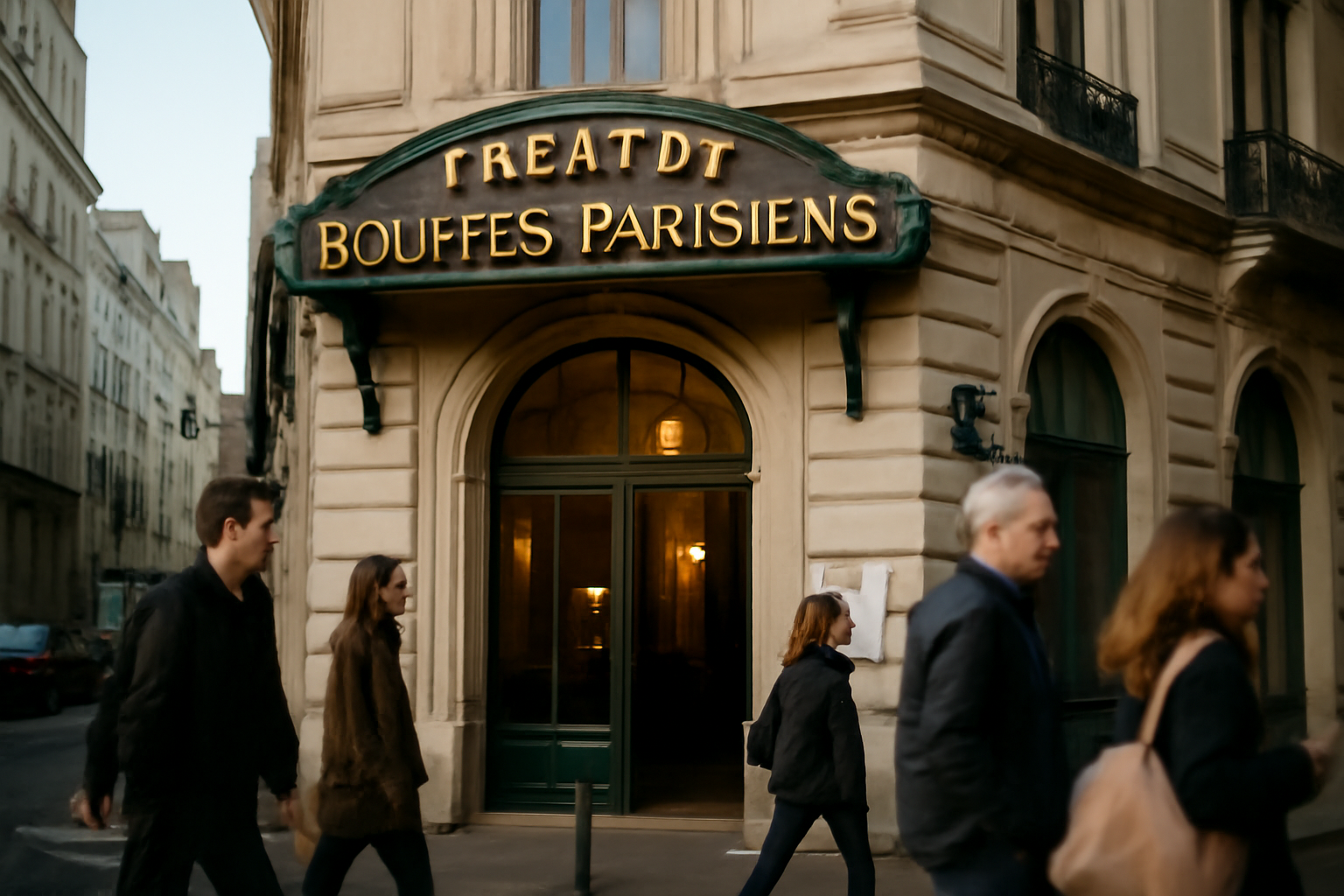 Entrée du théâtre des bouffes-parisiens à Paris 2e, rue Monsigny