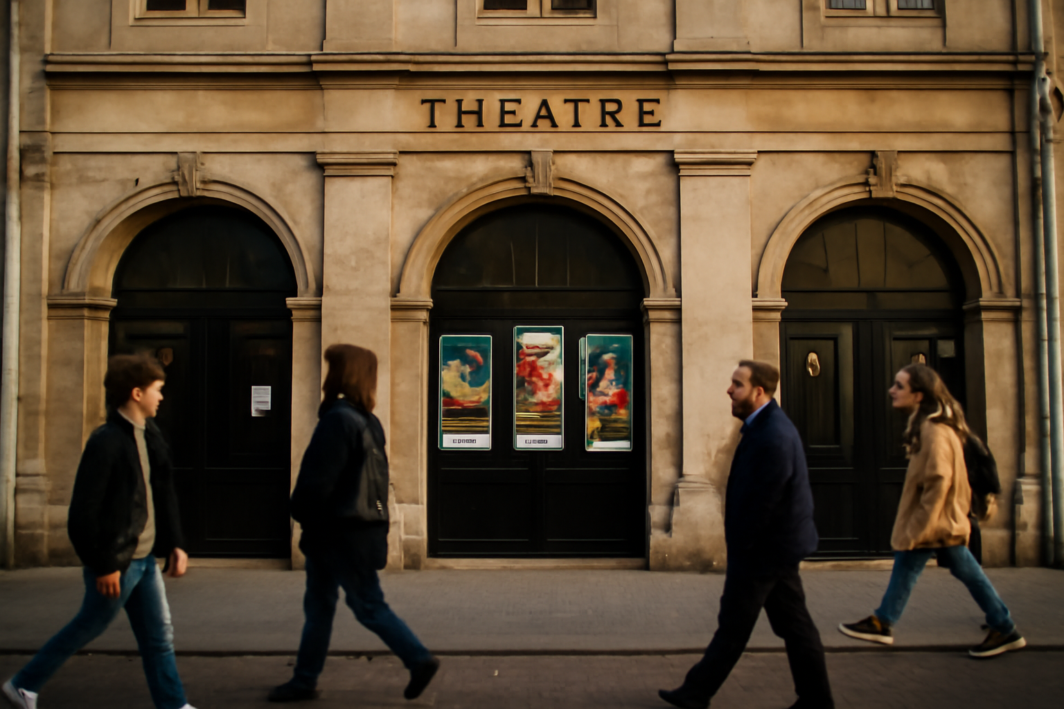 Façade du théâtre de la manufacture à Nancy, entrée et rue menant à la salle