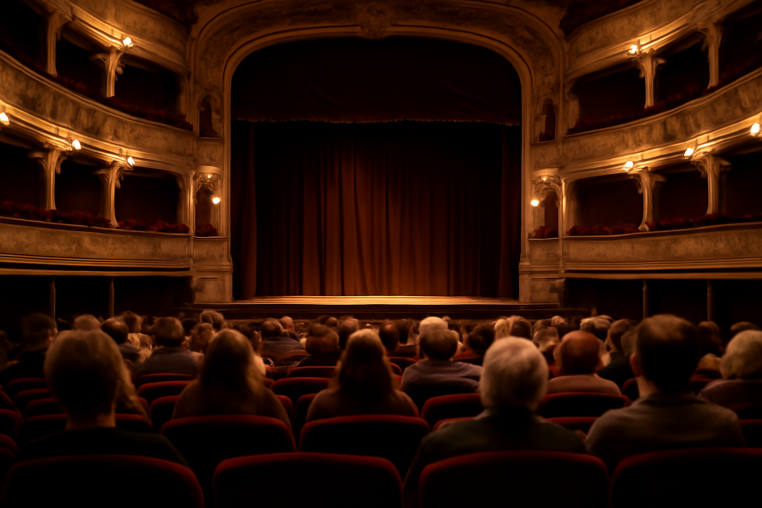 théâtre du palais-royal à Paris : salle et cadres à l’italienne, vue depuis les balcons