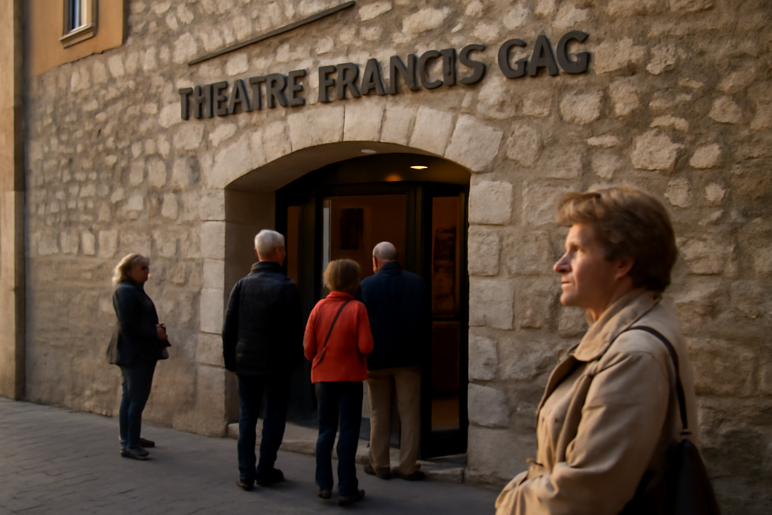 théâtre francis-gag à Nice dans le Vieux-Nice, entrée et public avant une représentation