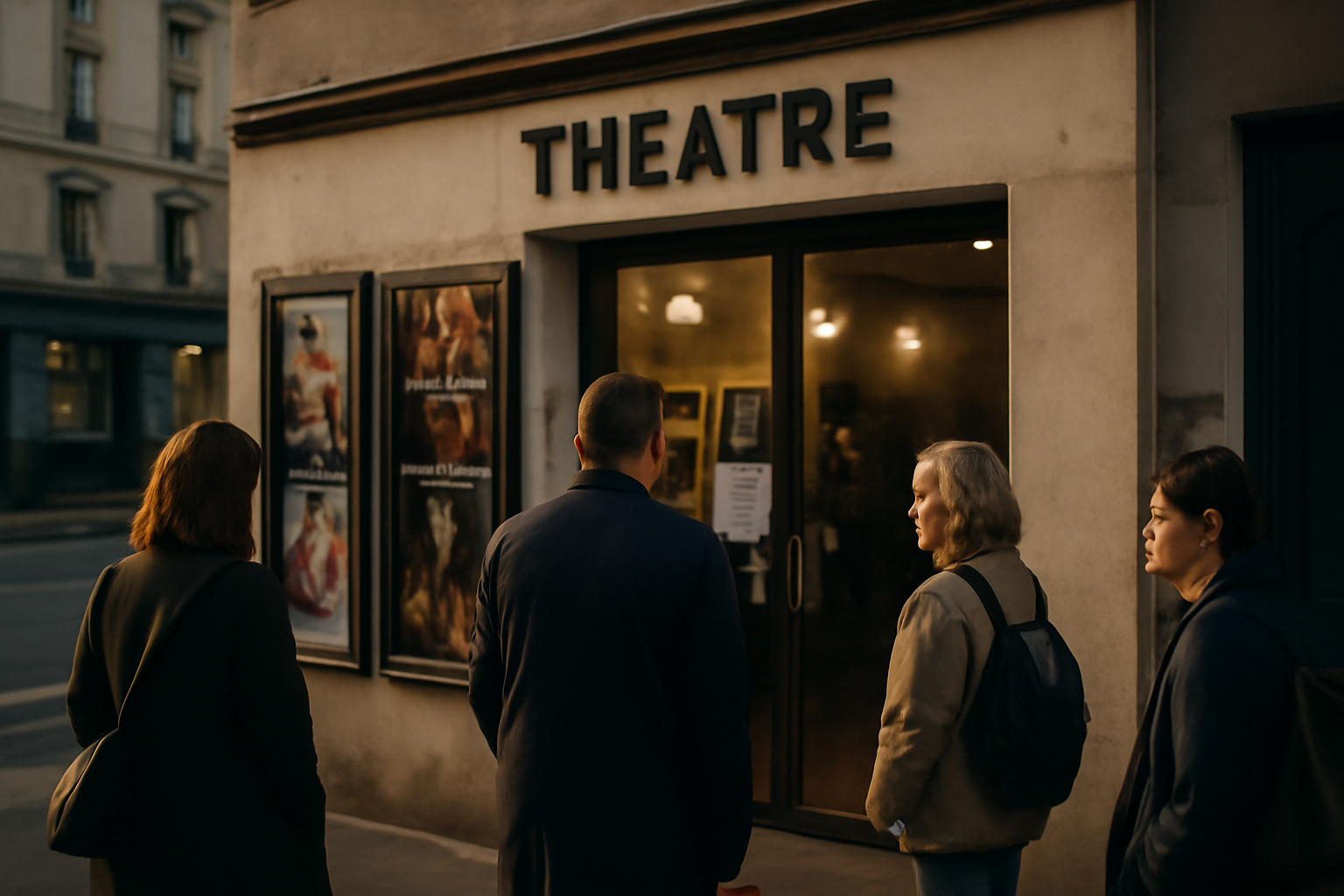 théâtre la boussole à Paris près de la Gare du Nord, entrée de salle le soir