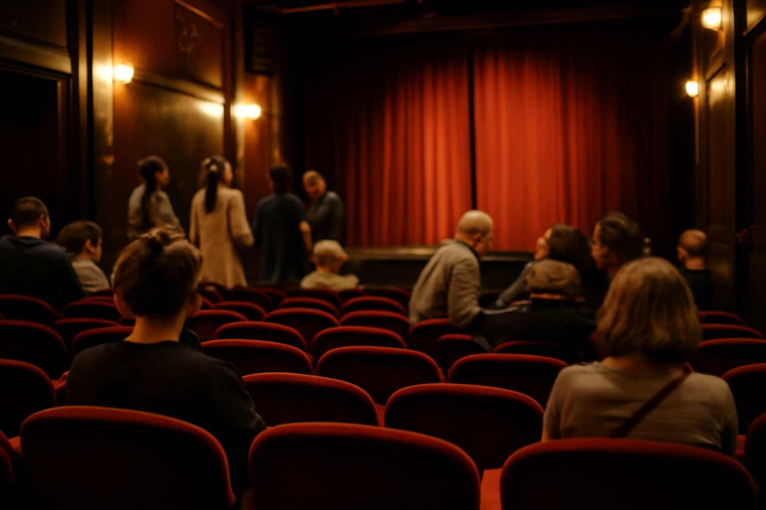 Salle de spectacle compacte du Théâtre du Marais à Paris, public assis et scène proche
